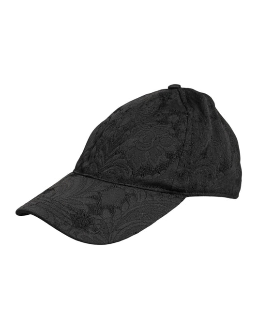 Dolce & Gabbana Black Floral Jacquard 6 Panels Baseball Cap