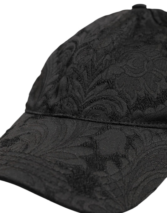 Dolce & Gabbana Black Floral Jacquard 6 Panels Baseball Cap