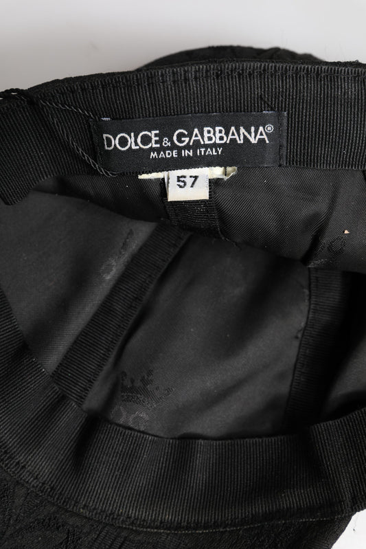 Dolce & Gabbana Black Floral Jacquard 6 Panels Baseball Cap