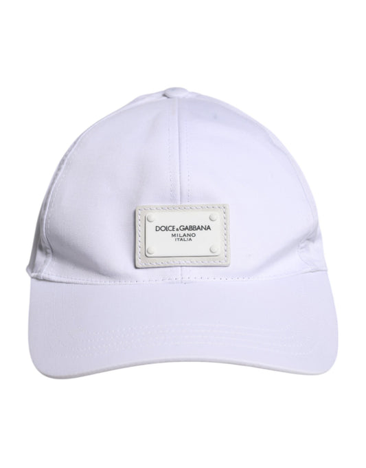 Dolce & Gabbana White DG Logo Plaque 6 Panels Baseball Cap