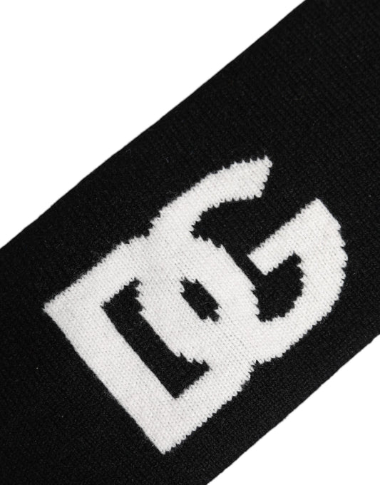 Dolce & Gabbana Black White DG Cashmere Knitted Headband Hat