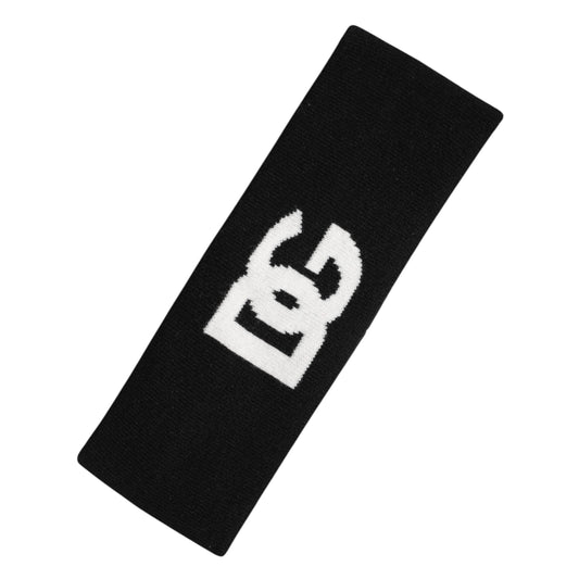 Dolce & Gabbana Black White DG Cashmere Knitted Headband Hat
