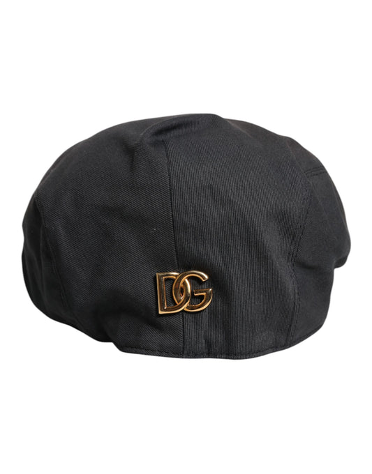 Dolce & Gabbana Black Cotton Newsboy Capello Cabbie Hat
