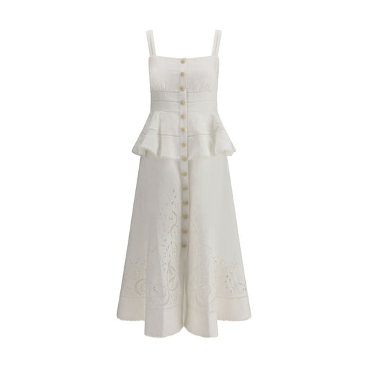 Self-Portrait Linen and cotton midi Dress