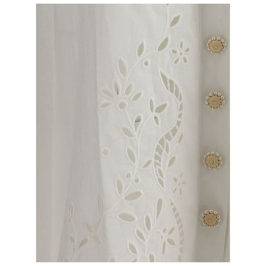 Self-Portrait Linen and cotton midi Dress