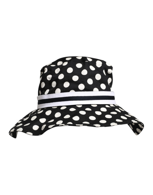 Dolce & Gabbana Black White Polka Dot Wide Brim Bucket Hat