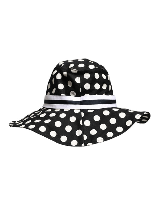 Dolce & Gabbana Black White Polka Dot Wide Brim Bucket Hat