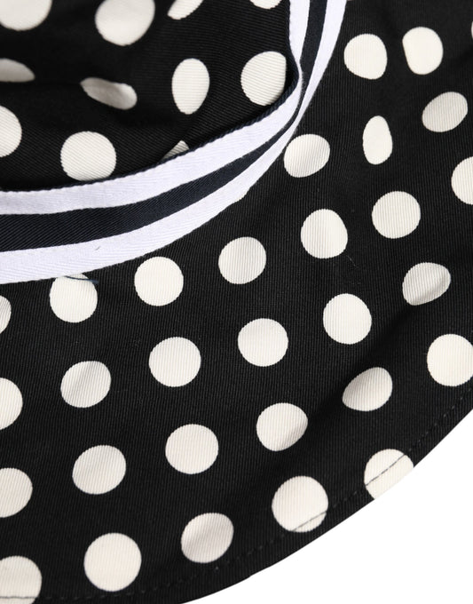 Dolce & Gabbana Black White Polka Dot Wide Brim Bucket Hat