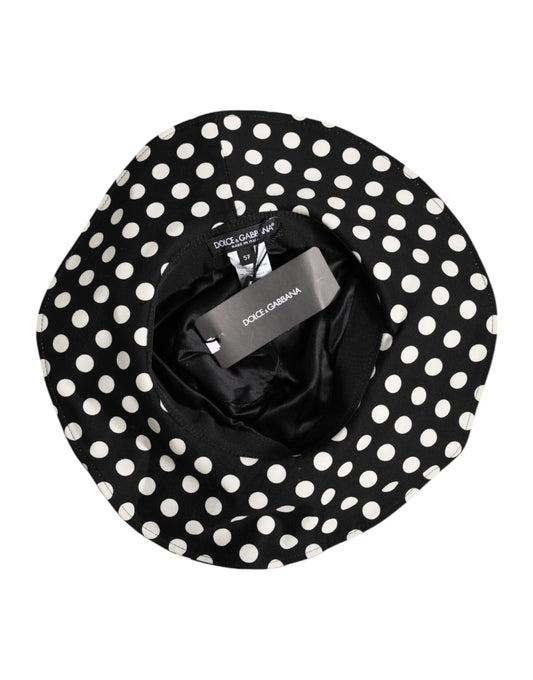 Dolce & Gabbana Black White Polka Dot Wide Brim Bucket Hat