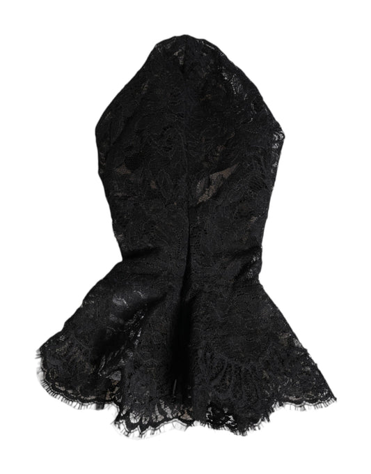 Dolce & Gabbana Black Floral Lace Whole Head Wrap Hat
