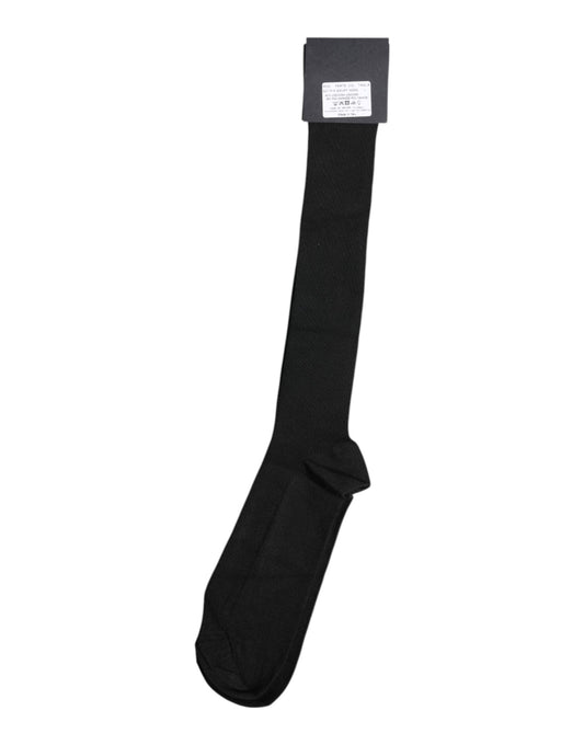 Dolce & Gabbana Black Viscose Logo Over The Calf Socks
