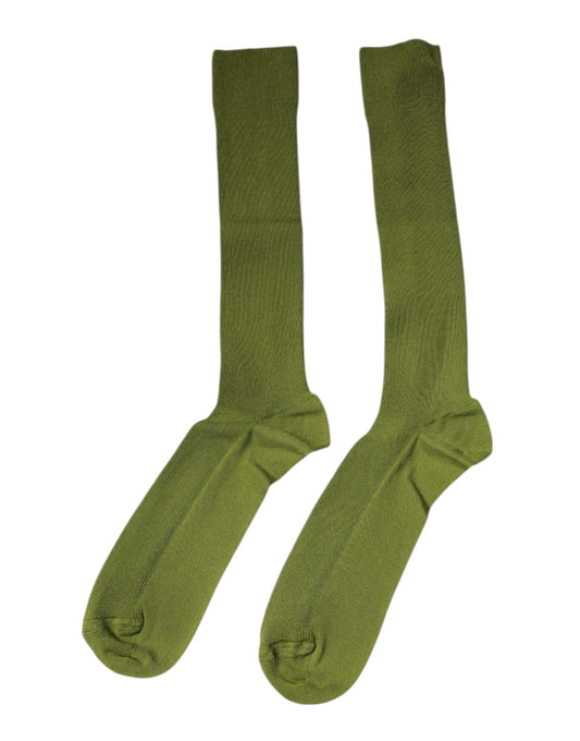 Dolce & Gabbana Green Cotton Logo Over The Calf Socks
