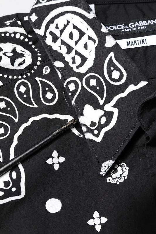 Dolce & Gabbana Black White Bandana MARTINI Casual Shirt