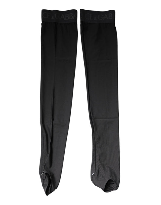 Dolce & Gabbana Black Viscose Stretch Over Calf Stockings Socks