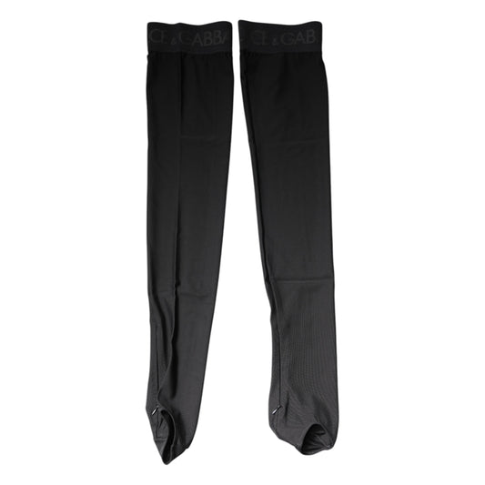 Dolce & Gabbana Black Viscose Stretch Over Calf Stockings Socks