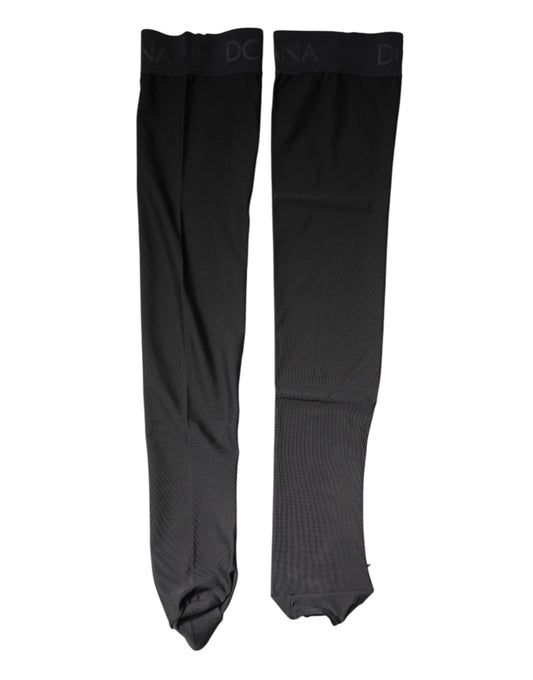 Dolce & Gabbana Black Viscose Stretch Over Calf Stockings Socks