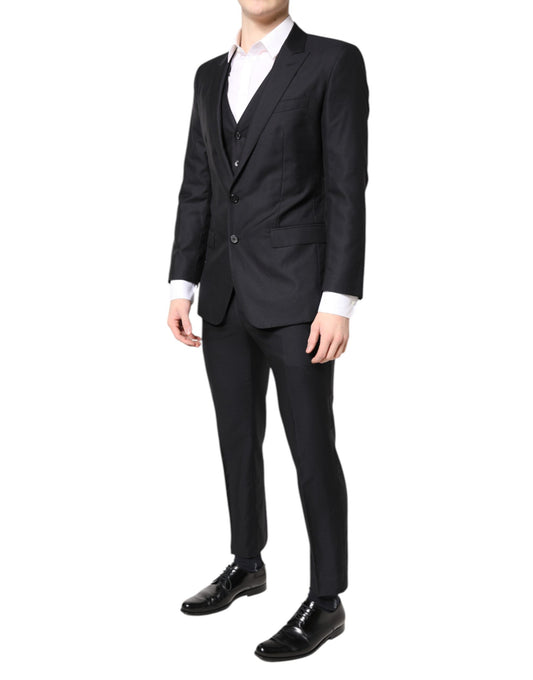 Dolce & Gabbana Blue MARTINI Wool Formal 3 Piece Suit