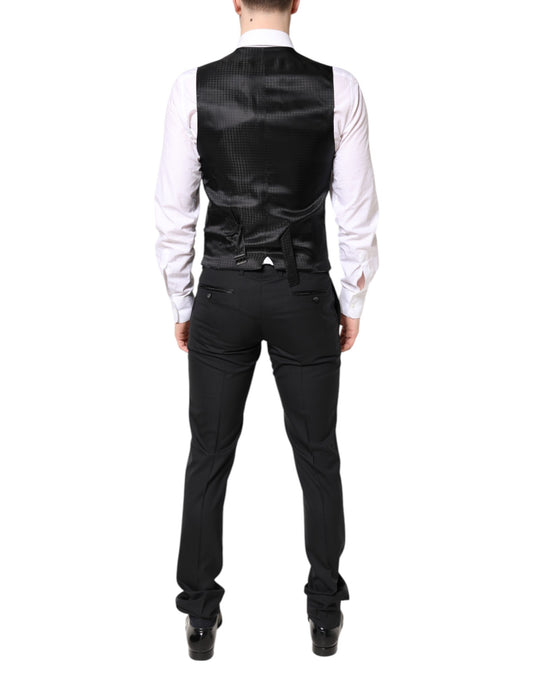 Dolce & Gabbana Black Wool Single Breasted 3 Piece Suit