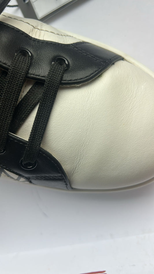 Dolce & Gabbana White Black Leather Crown Milano Sneakers Shoes