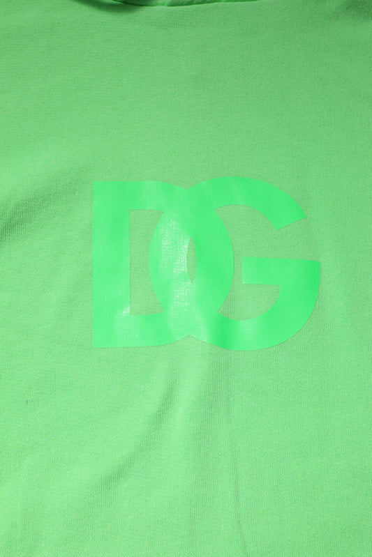 Dolce & Gabbana Green Cotton DG Logo Print Hooded Sweater