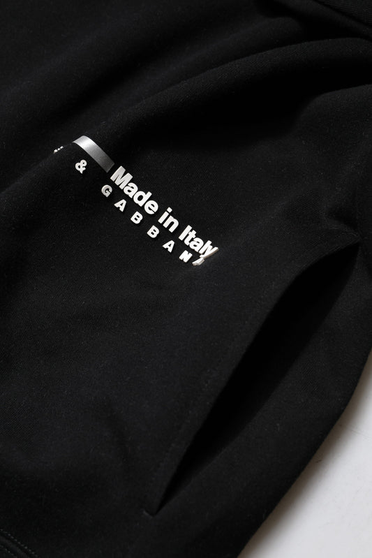 Dolce & Gabbana Black Cotton Logo Knitted Pullover Sweater