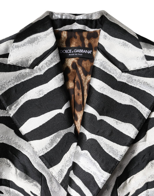 Dolce & Gabbana Black White Polyester Women Blazer Jacket