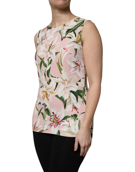 Dolce & Gabbana Multicolor Floral Print Round Neck Tank Top