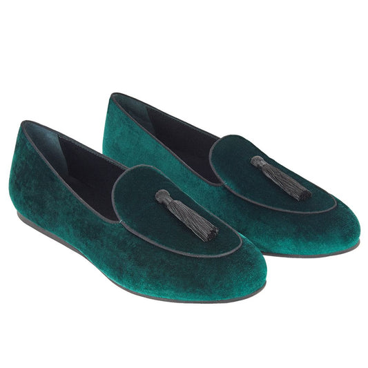 Charles Philip Green Velvet Loafer