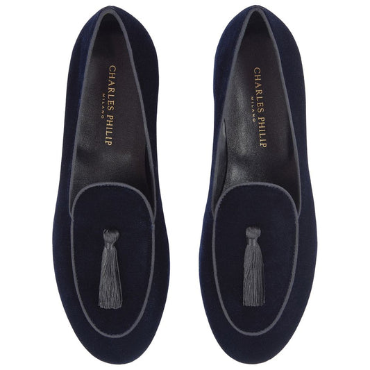 Charles Philip Blue Velvet Loafer