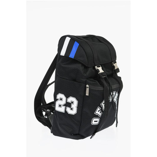 Off-White Perforated Nylon Hiking Backpack with Contrasting Details