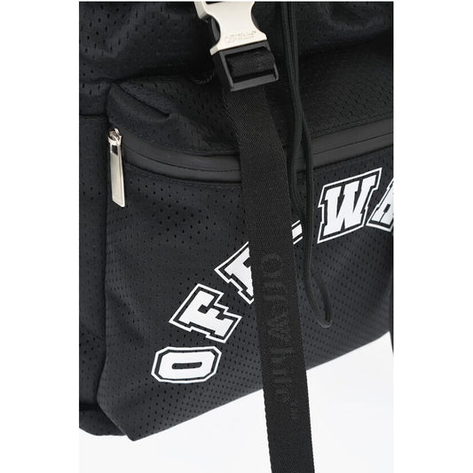 Off-White Perforated Nylon Hiking Backpack with Contrasting Details