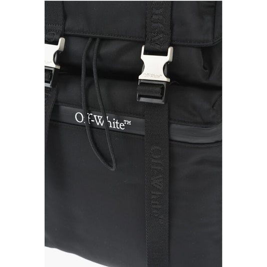 Off-White Solid Color Nylon Hiking Backpack