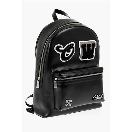 Off-White Leather ROUND VARSITY Backpack with Patches