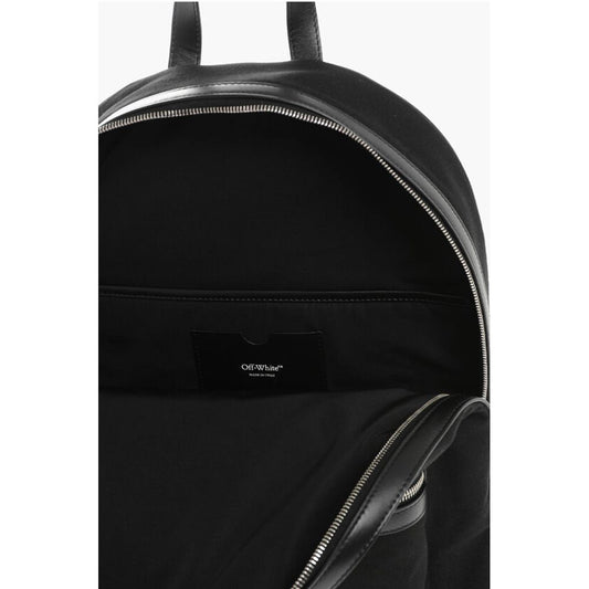 Off-White Solid Color Canvas Backpack with Embroidered Logo