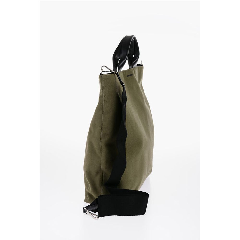 Jil Sander Canvas Shopper Bag with Leather Handles
