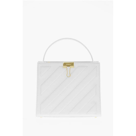 Off-White Leather CROSS Tote Bag with Golden Details