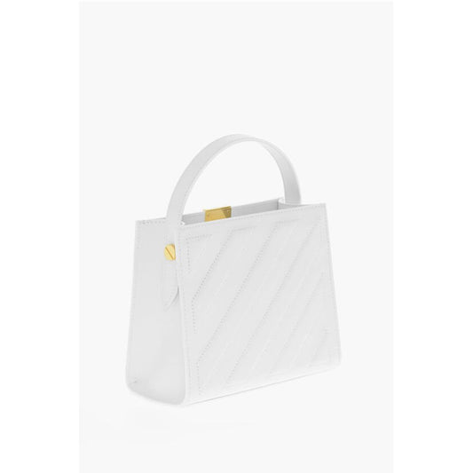Off-White Leather CROSS Tote Bag with Golden Details