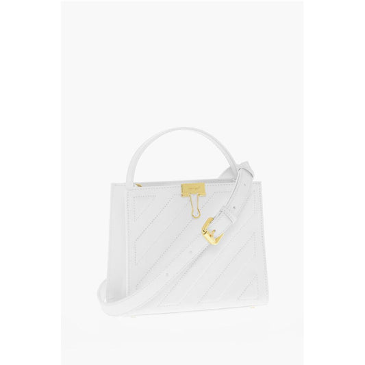 Off-White Leather CROSS Tote Bag with Golden Details
