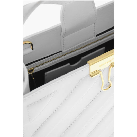 Off-White Leather CROSS Tote Bag with Golden Details