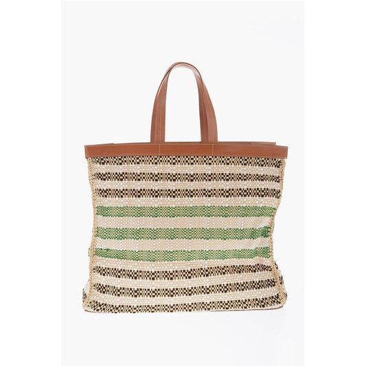 Jil Sander Beige Raffia Tote Bag