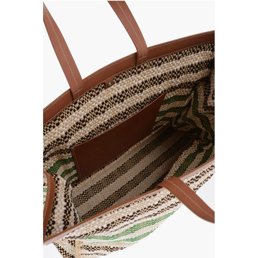 Jil Sander Beige Raffia Tote Bag