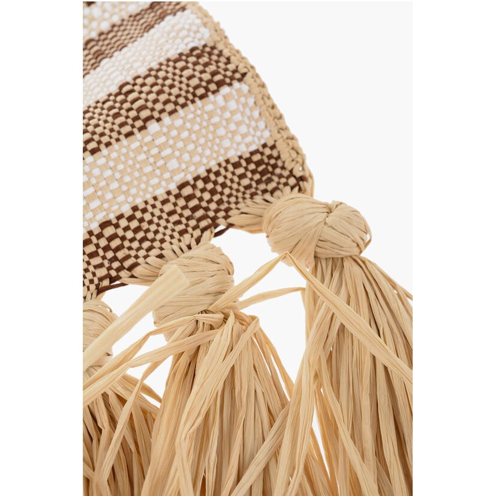 Jil Sander Raffia SUNFLOWER Tote Bag With Leather Details