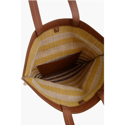 Jil Sander Raffia SUNFLOWER Tote Bag With Leather Details