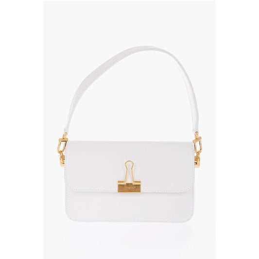 Off-White Leather PLAIN BINDER Shoulder Bag with Golden Details