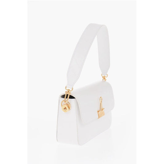 Off-White Leather PLAIN BINDER Shoulder Bag with Golden Details