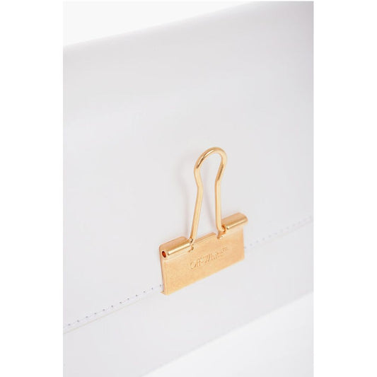 Off-White Leather PLAIN BINDER Shoulder Bag with Golden Details