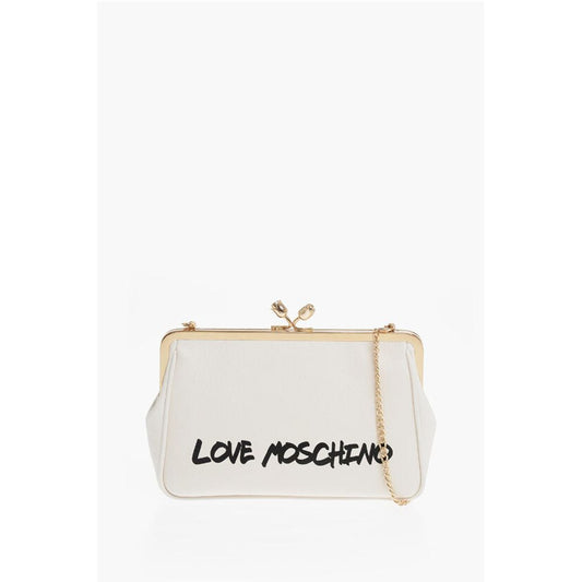 Moschino LOVE Solid Color Handbag with Printed Logo and Removable Cha
