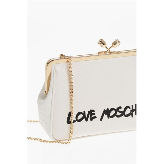 Moschino LOVE Solid Color Handbag with Printed Logo and Removable Cha