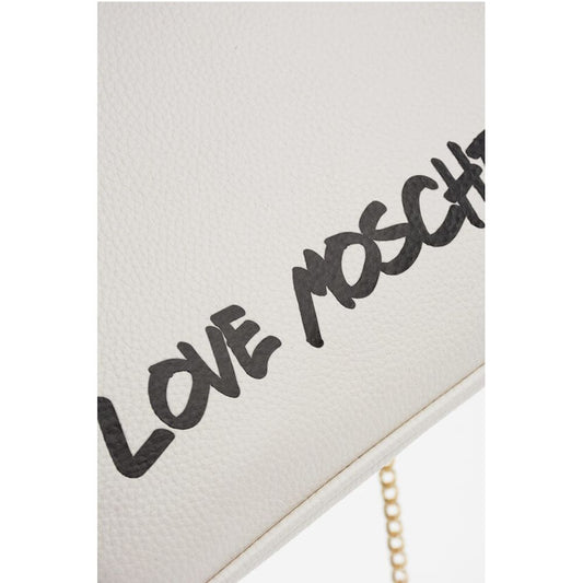 Moschino LOVE Solid Color Handbag with Printed Logo and Removable Cha