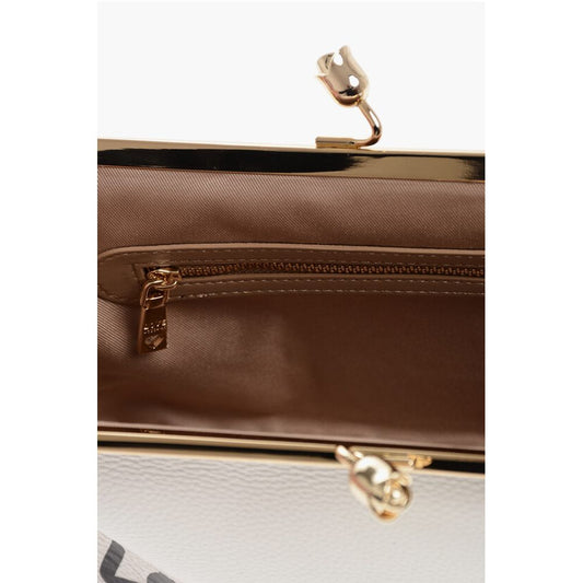 Moschino LOVE Solid Color Handbag with Printed Logo and Removable Cha